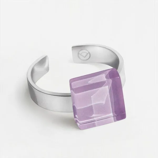 ALEXASCHA ALEXASCHA Geometrischer Ring aus Glas, mini, Lavendel, – Produktbild 1 von 4