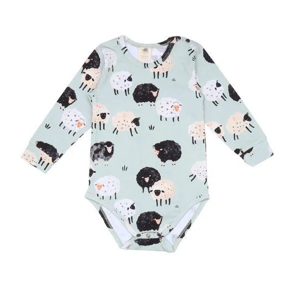 Walkiddy Walkiddy Baby Langarm Body *Fluffy Sheeps* Gots & Bio – Produktbild 1 von 2
