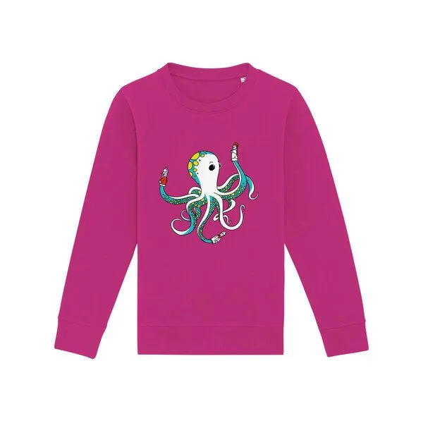 Spangeltangel Spangeltangel Kinder-Sweatshirt "Oktopus", bedruckt,, Magenta, – Produktbild 1 von 4