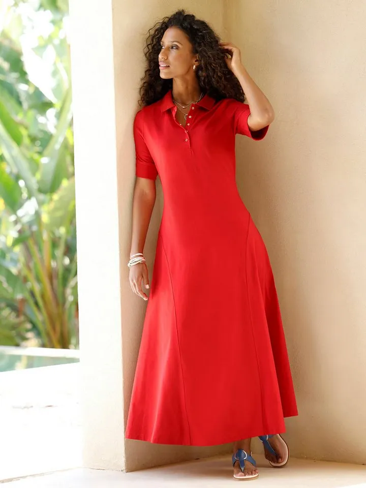 heine heine Jerseykleid Jersey-Kleid Kurzarm, Rot, – Produktbild 1 von 5