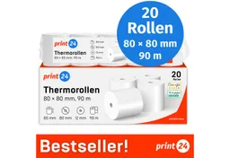 print24 Endlospapier Thermorollen, 80 x 80 x 12mm, 90m, PEFC, Für EPSON, IBM, u.v.m., PEFC-Zertifikat (GFA-PEFC-COC-500582) – Produktbild 1 von 1