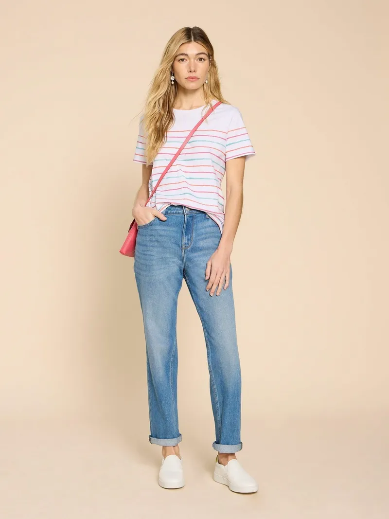 White Stuff Abbie Gestreiftes T-Shirt - 50, Elfenbein multi, – Produktbild 2 von 4