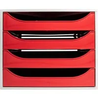 Exacompta Exacompta Schubladenbox Ecobox "Office", DIN A4+, 4 Schubladen, rot – Produktbild 1 von 1