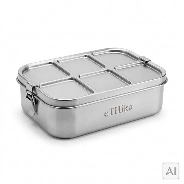 eTHikǝ eTHikǝ Edelstahl Bento Lunchbox 1600ml mit 3 Fächern – Auslaufsicher & Robust / Stainless Steel Bento Lunchbox 1600ml (3 Compartments) – Leak-Proof & BPA-Free – Produktbild 3 von 4