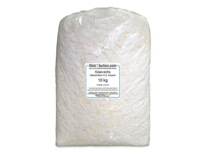 DistrEbution Bastelnaturmaterial Sojawachs C-3 Flocken Naturwachs Kerzenwachs 10 kg, Zur Herstellung von Kerzen in Behältern – Produktbild 2 von 5