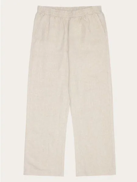 KnowledgeCotton Apparel KnowledgeCotton Apparel Posey Wide Mid-Rise Linen Pants, Light feather grey (beige), – Produktbild 1 von 3