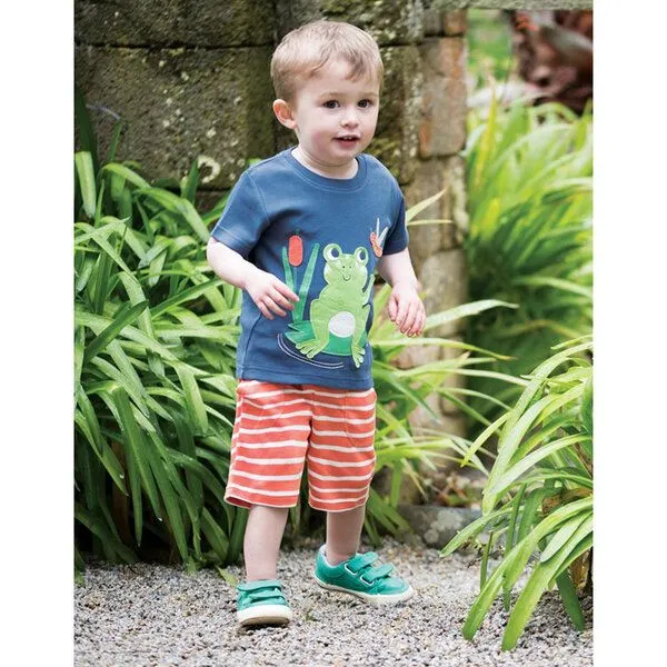 Frugi Frugi Shorts Frosch Little Stripy Shorts Warm Orange Breton – Produktbild 2 von 4