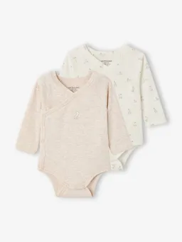 Vertbaudet Vertbaudet 2er-Pack Baby Wickelbodys Hase mit langen Ärmeln – Produktbild 1 von 1
