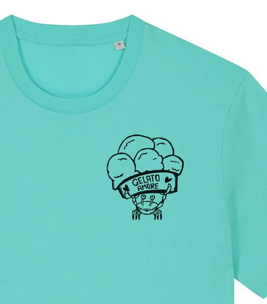 päfjes päfjes Gelato Amore / Eis Krabbe mit Eisbecher - Fair Bio Männer Unisex T-Shirt, Pool blue (blau), – Produktbild 2 von 4