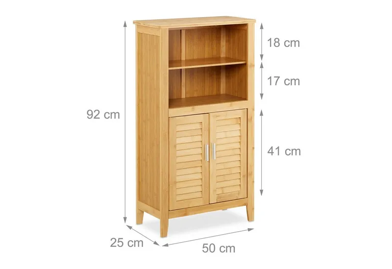 RELAXDAYS RELAXDAYS Midischrank Badezimmerschrank LAMELL Bambus (1-St), Braun, – Produktbild 4 von 5