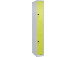 C+P C+P Doppelstock-Spind Classic PLUS, 2 Fächer, 1850x250x500mm, Lichtgrau/Clowngrün – Produktbild 1 von 1