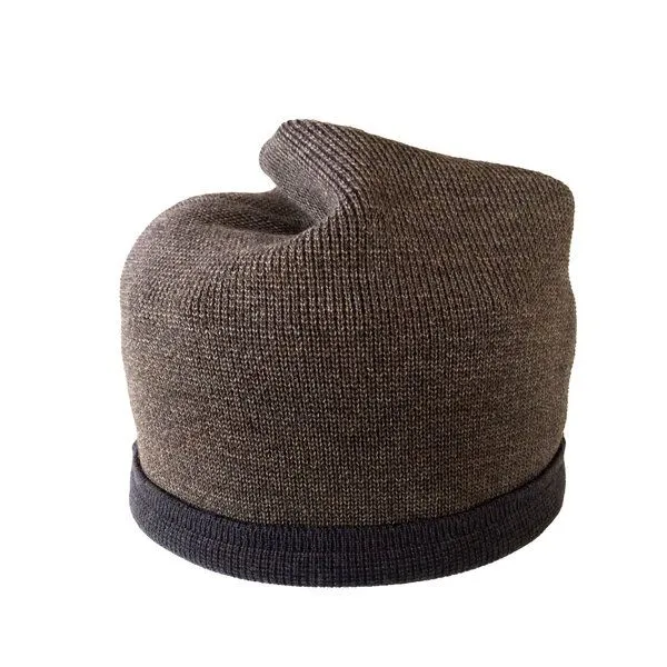 austriandesign.at austriandesign.at BeanieMütze reversibel aus extrafeiner Merinowolle, Braun/blaubraun, – Produktbild 3 von 4