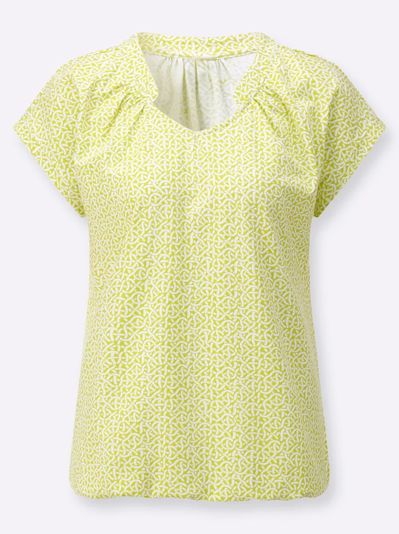 Witt Kurzarmshirt limone-ecru-bedruckt, Limone-ecru-bedruckt, – Produktbild 2 von 2