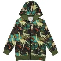 Walkiddy Kinder Sweatjacke GOTS zertifiziert – Grün mit Dinosauriermotiv, Kapuze & Reißverschluss | von Walkiddy – Produktbild 1 von 1