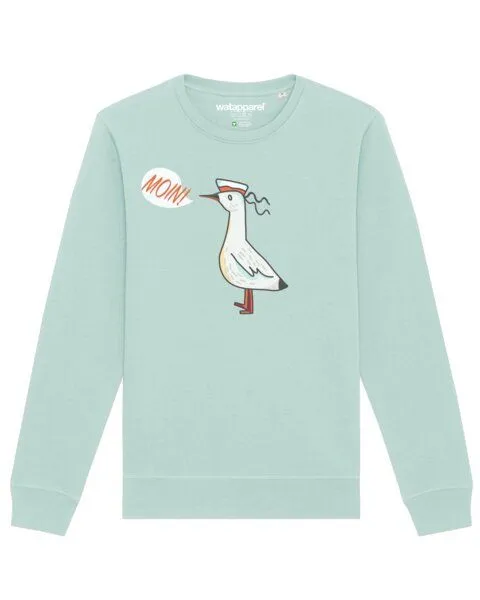 watapparel watapparel Sweatshirt Unisex Moin Seagull, Caribbean blue, – Produktbild 1 von 3