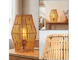hofstein Tischleuchte Tischlampe aus Metall/Bambus in Schwarz/Naturfarben, ohne Leuchtmittel, Tischleuchte im Boho-Design, Lichteffekt, Schalter am Kabel, 32cm, E27 – Produktbild 1 von 1
