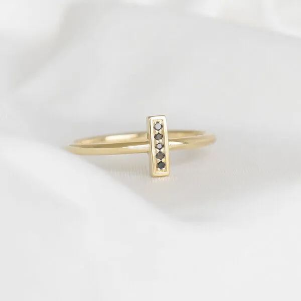 Eppi Eppi Goldener Ring mit schwarzen Diamanten Mahir, Rosa, – Produktbild 1 von 4