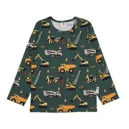 Walkiddy Walkiddy Langarmshirt Grün Baumaschinen-Allover Bio-Baumwolle GOTS – Produktbild 1 von 1