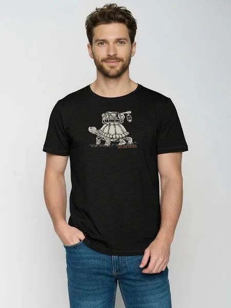 GreenBomb GREENBOMB Turtle Walk Spice - Sportliches T-Shirt aus Bio-Baumwolle / hochwertiger Print / GOTS / Fair & Vegan, Schwarz (schwarz), – Produktbild 1 von 4