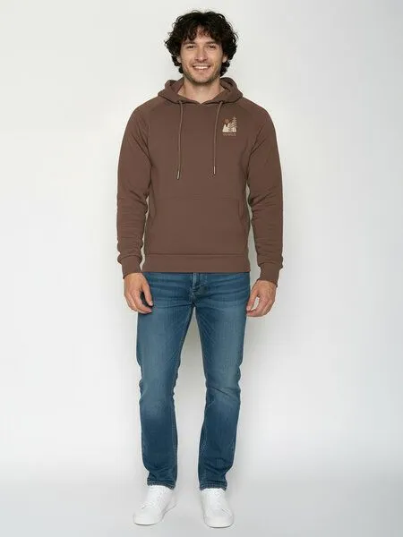 GreenBomb GREENBOMB Wild Pines Trek - Hoodie aus Bio-Baumwolle mit Raglan-Arm / hochwertiger Print / GOTS / Fair & Vegan, Braun (earth wood), – Produktbild 3 von 4