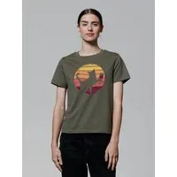 watapparel watapparel T-Shirt Frauen Sunset Katze & Rotwein, Khaki, – Produktbild 1 von 1