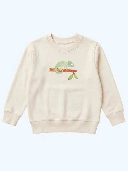 MelaDi Meladi Kinder Sweater aus Biobaumwolle - Chamäleon auf Natural White, White, – Produktbild 6 von 6