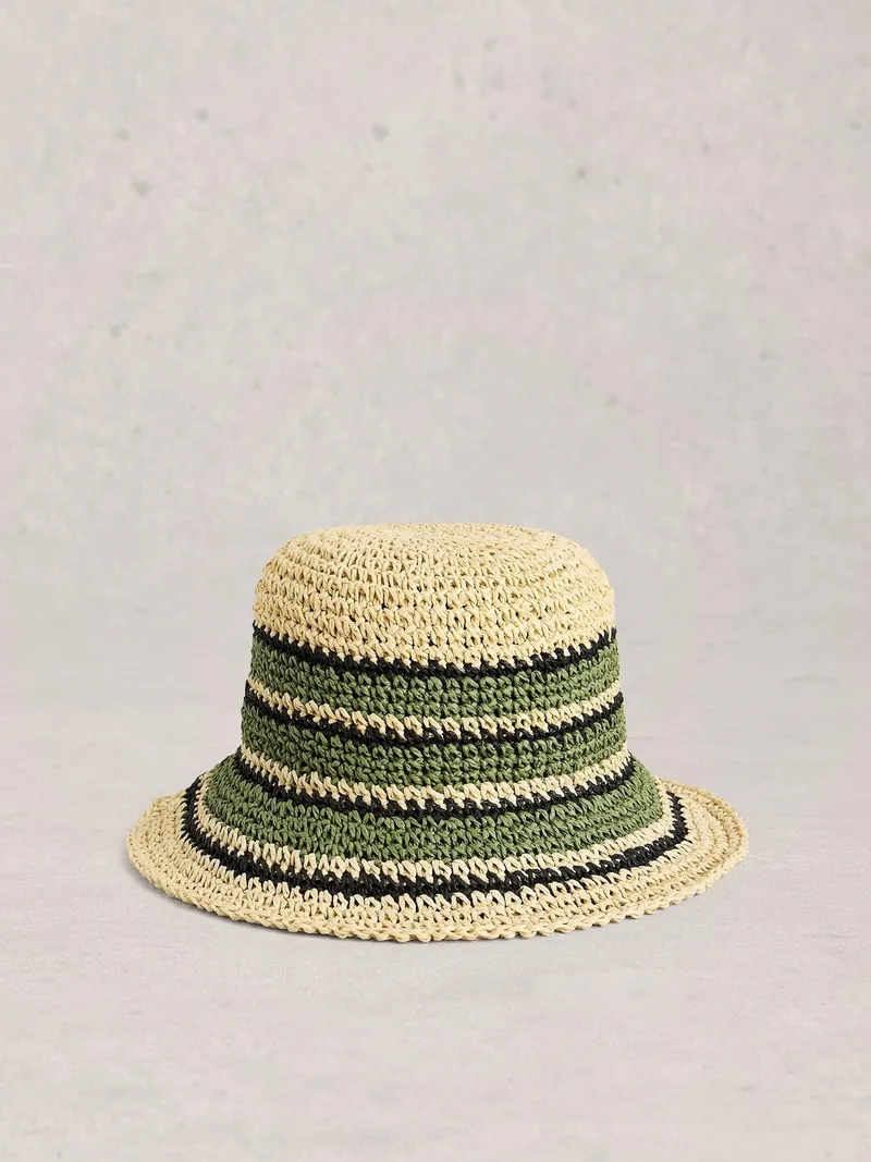 White Stuff Sonnenhut Crochet - Einheitsgröße, Khakigrün, – Produktbild 1 von 2