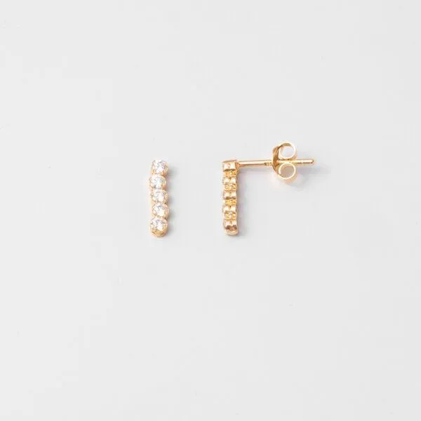 fejn jewelry fejn jewelry Ohrstecker 'short sparkle & chain' - kurze Zirkonia Ohrringe, Gold, – Produktbild 3 von 4