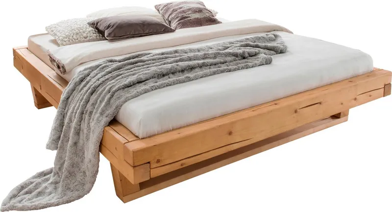 OTTO home Massivholzbett Ultima, hohe Belastbarkeit, Futonbett ohne Kopfteil (3-tlg), aus Eiche oder Fichte, FSC-zertifiziert, in vielen Breiten, Beige, – Produktbild 2 von 8