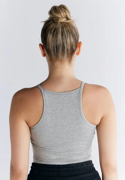 Leela Cotton Leela Cotton Damen Crop Tops Bio-Baumwolle mit integriertem Bustier Sport BH, Grau, – Produktbild 3 von 4
