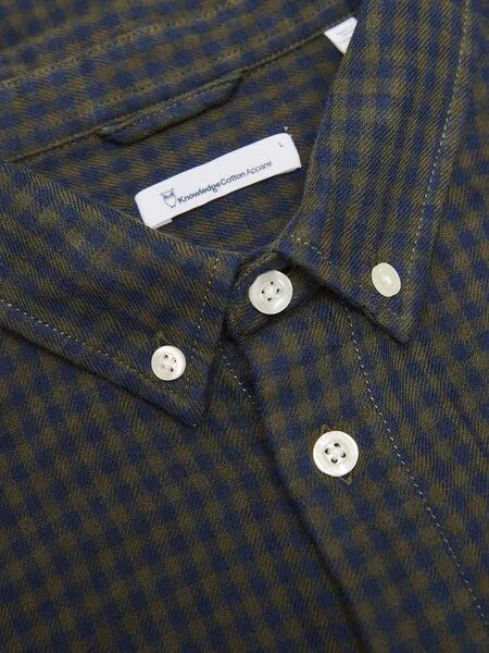 KnowledgeCotton Apparel KnowledgeCotton Apparel Karo-Hemd Regular Fit, Green check, – Produktbild 3 von 4