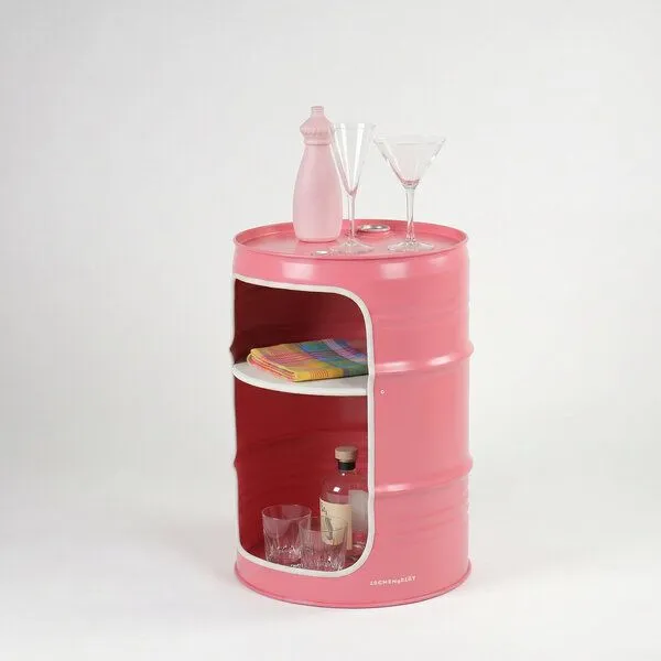 Lockengelöt Lockengelöt Minibar aus einem kleinen Ölfass, Altrosa (gepulvert), – Produktbild 3 von 3