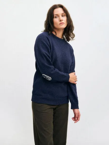Rotholz Rotholz Smiling Strickpullover aus recycelter Wolle, Blue melange, – Produktbild 1 von 4