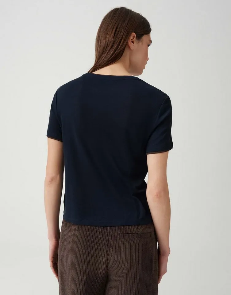 OPUS T-Shirt mit kontrastfarbener Paspel Leichte Qualität mit modernem Akzent, Blau, – Produktbild 3 von 5