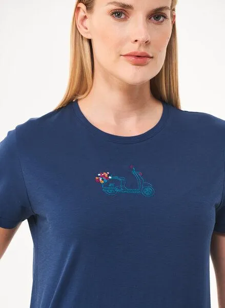 ORGANICATION ORGANICATION T-Shirt aus Bio-Baumwolle mit Stickerei, Blau(navy), – Produktbild 3 von 3