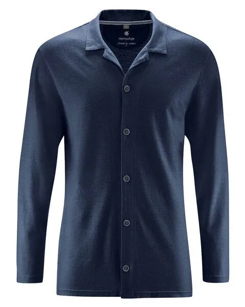 HempAge HempAge Weiches Pyjamahemd Hanf/Biobaumwolle, Navy (blau), – Produktbild 1 von 4