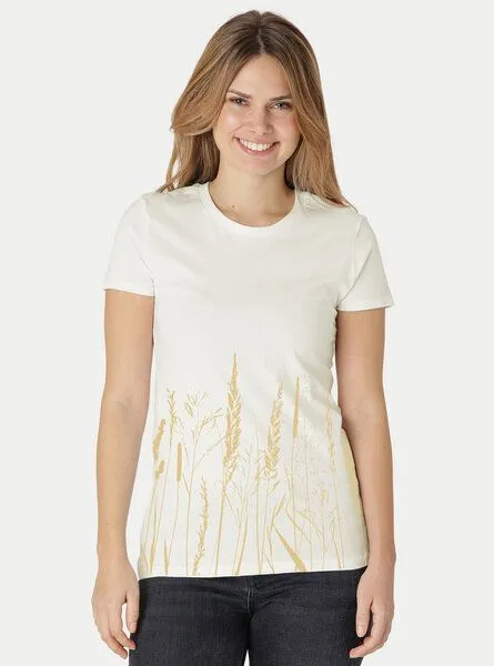 Peaces.bio - handbedruckte Biomode Peaces.bio - handbedruckte Biomode Damen Fit T-Shirt Gräservielfalt, Natur, – Produktbild 2 von 2