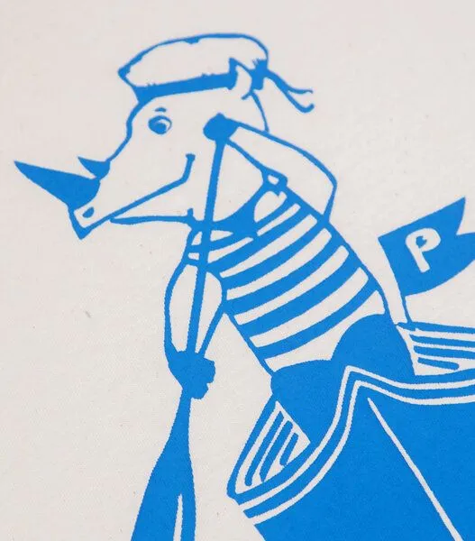 päfjes päfjes Nils Nashorn im Ruderboot - Kinder Shirt - fair gehandelt - Bio - Natur/Blau – Produktbild 2 von 4