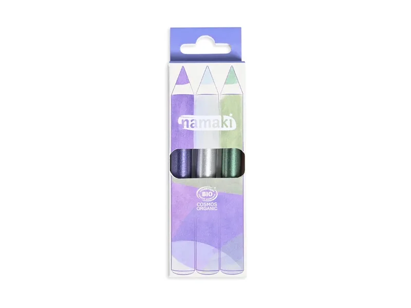 Namaki Kinderschminkstifte Glitzer "Jumbo", 3er-Set Violett, Silber, Grün, Mehrfarbig, – Produktbild 1 von 2