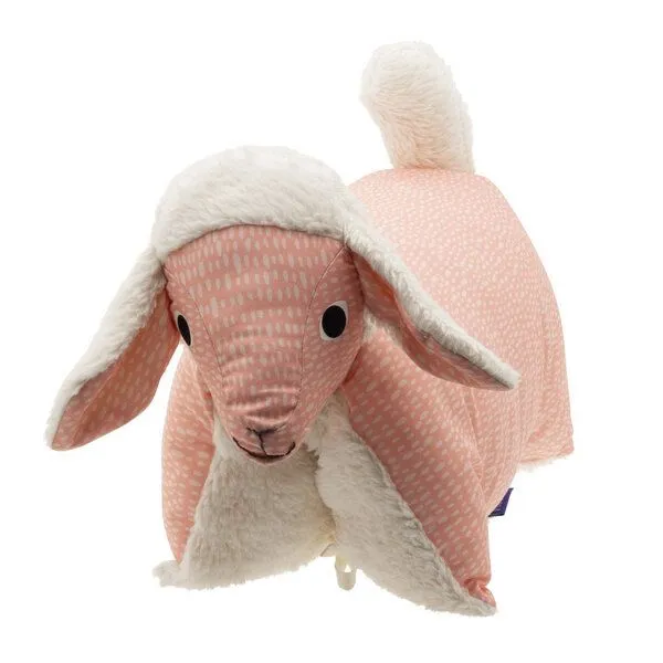 Flosinn Flosinn Kuscheltierkissen Lamm mit Teddyplüsch aus Baumwolle Personalisierbar, Rosa, – Produktbild 4 von 5