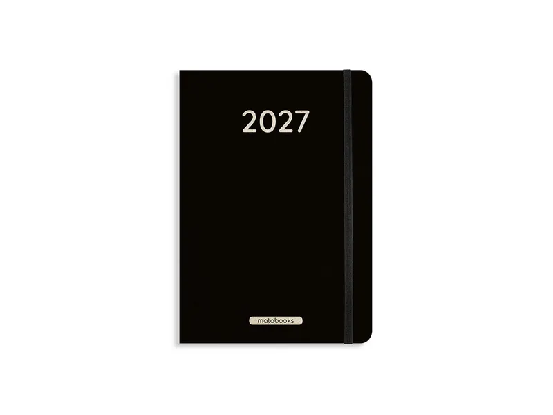 matabooks® matabooks® Kalender 2027 A5 Pro aus Süßgraspapier mit Graspapier-Cover – Jahresplaner Samaya – Farbe: Black – Produktbild 1 von 2