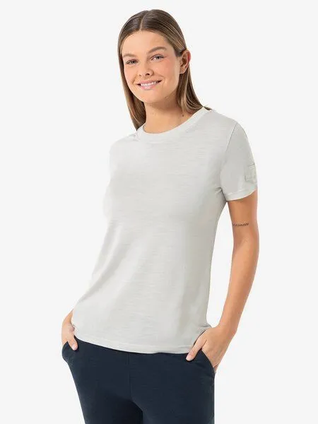 Super.Natural Super.Natural T-Shirt Casual Rib Bio J Tee für Damen, Merino, White stone melange, – Produktbild 1 von 4
