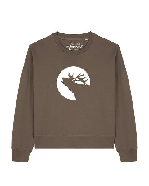 watapparel watapparel Sweatshirt Frauen Röhrender Hirsch, Mocha, – Produktbild 1 von 2