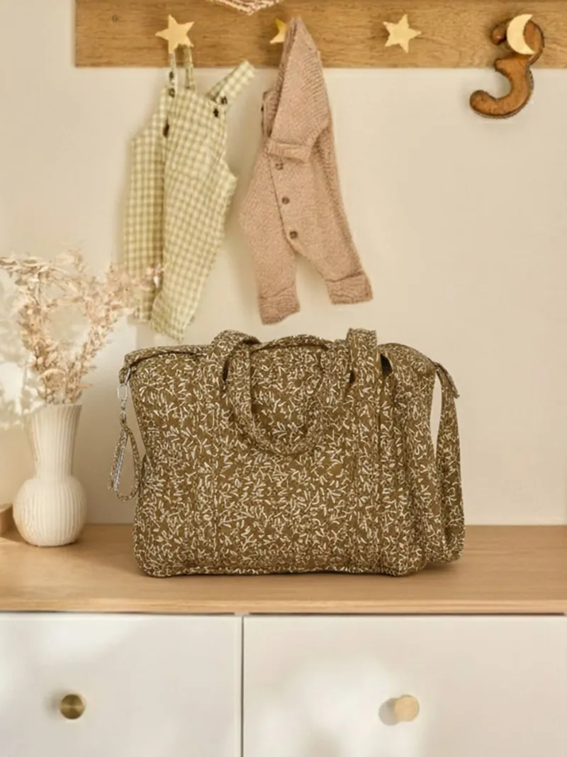 Vertbaudet Wickeltasche aus Baumwoll-Musselin JOIOSA, Bronze geblümt, – Produktbild 1 von 4