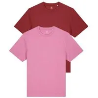 YTWOO YTWOO Doppelpack Unisex-T-Shirts aus schwerem Stoff | Bio-Baumwolle, Dunkelrot/pink, – Produktbild 1 von 1