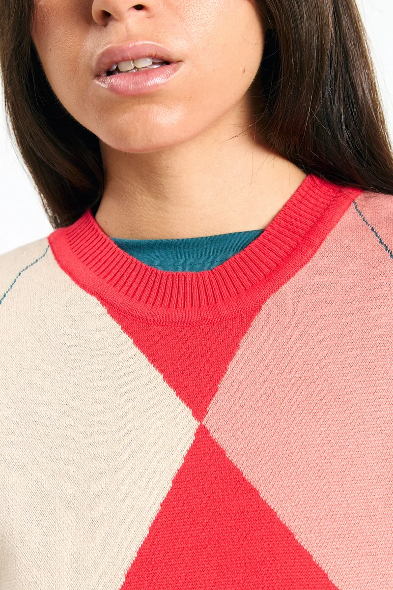 SUITE13LAB SUITE13LAB Damen vegan Weste Relvas Argyle Rot, Rot, – Produktbild 1 von 2