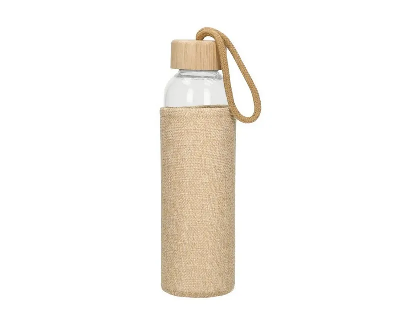 elasto elasto Glasflasche mit Hülle "Natural", Natur, – Produktbild 1 von 8