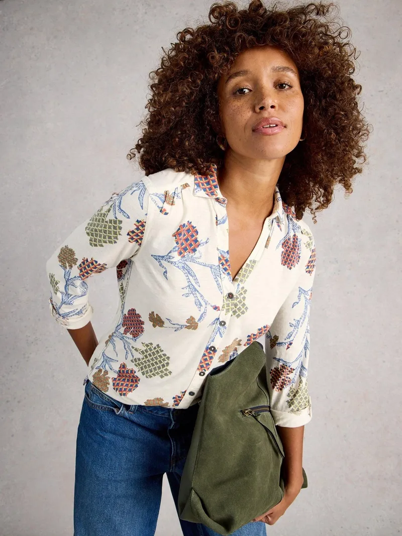 White Stuff Jerseybluse Annie - 52, Elfenbein multi, – Produktbild 2 von 4