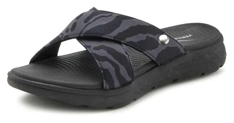 VENICE BEACH Badepantolette, Schwarz / grau, – Produktbild 2 von 3