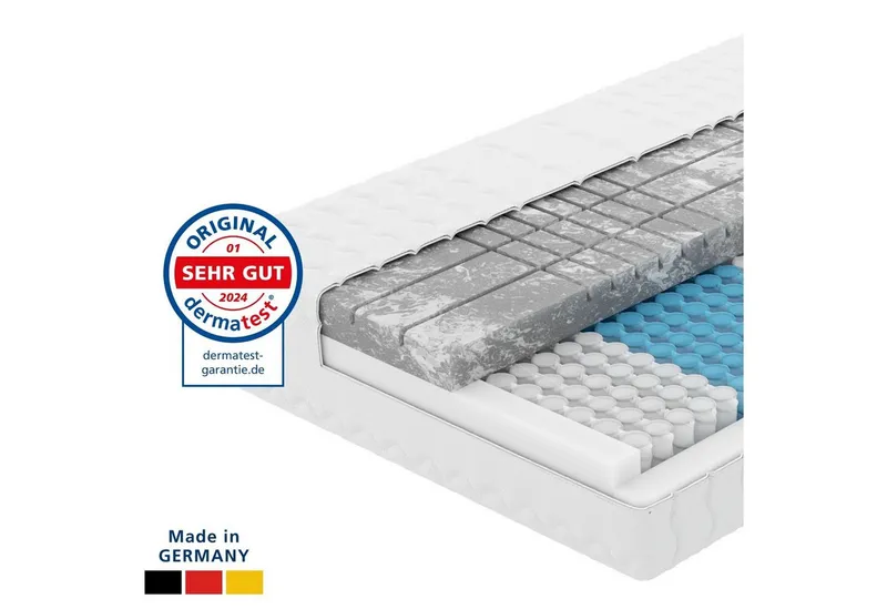 Taschenfederkernmatratze Deluxe 7-Zonen Federkernmatratze mit 3D Kaltschaum, Optimale Anpassung, AM Qualitätsmatratzen, 24 cm hoch, 80x200 cm – Produktbild 2 von 5